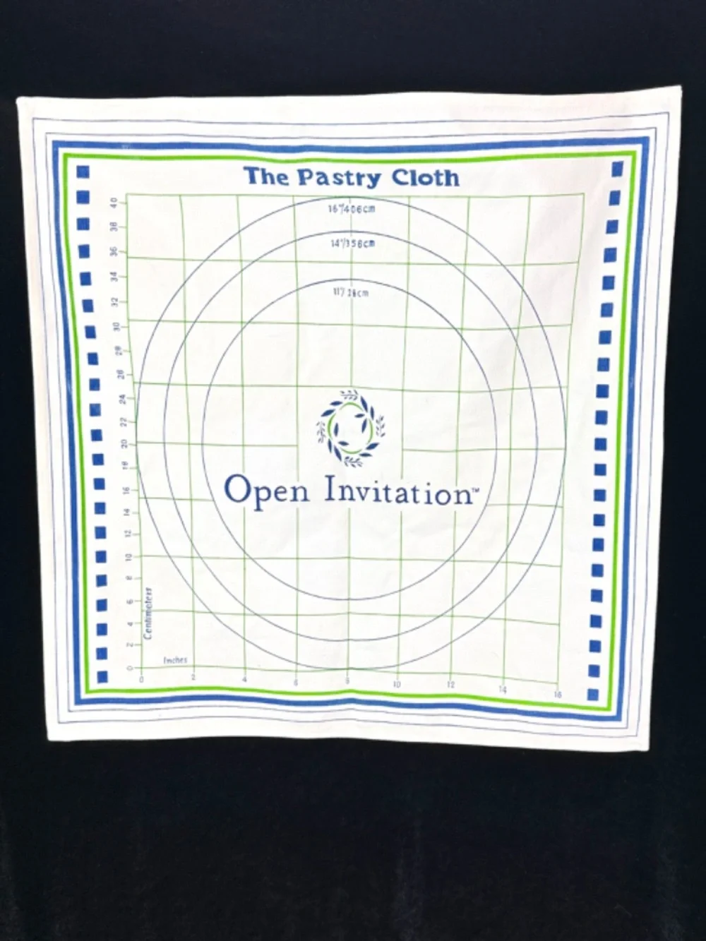 Open Invitation The Pastry Cloth Pie Crust Tart Rolling Liner 100% Cotton EUC